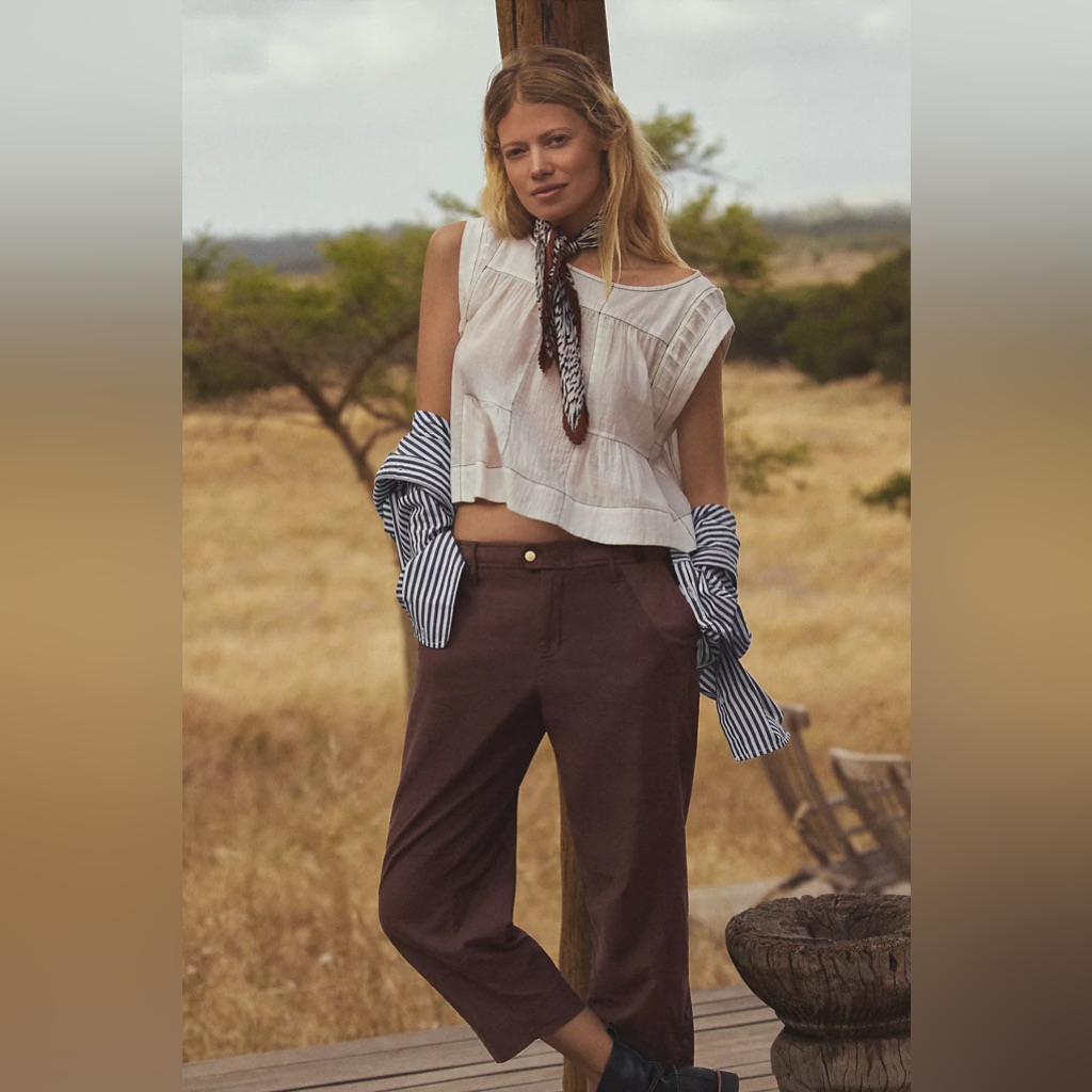 The Berkley Cropped Low-Rise Pants By Anthropologie Size Xl